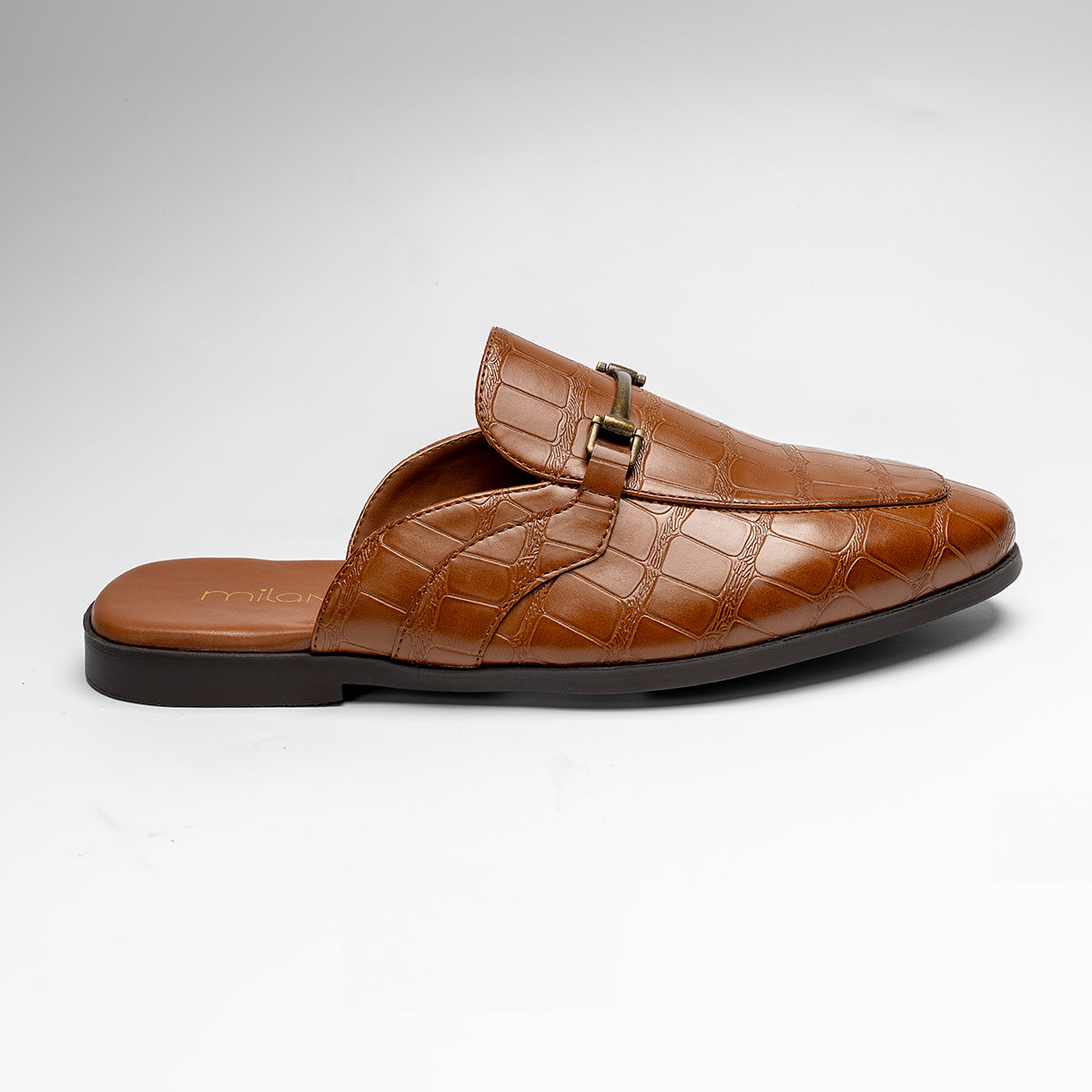 VALERIOS MENS BACKLESS LOAFERS-TAN