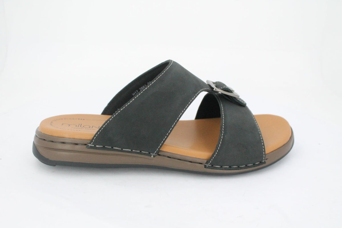 FLANDES MENS LEATHER ARABIC SANDALS-BLACK