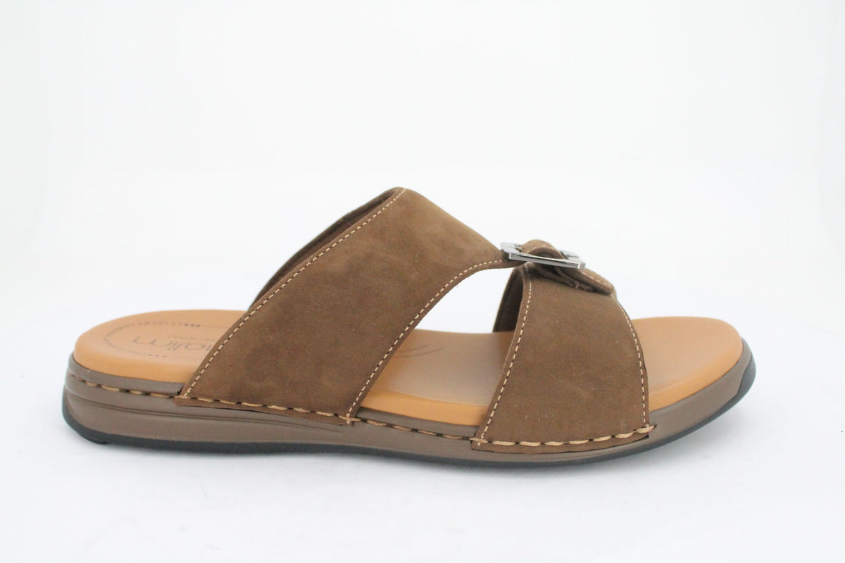 FLANDES MENS LEATHER ARABIC SANDALS-BROWN