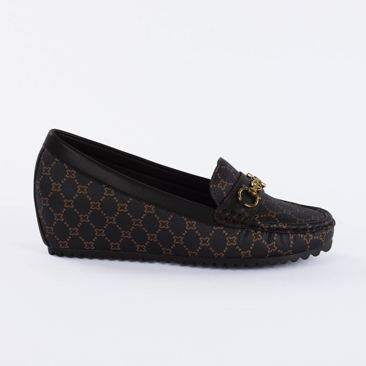 ANONAS MONOGRAM-WEDGE MOCCASINS-BROWN