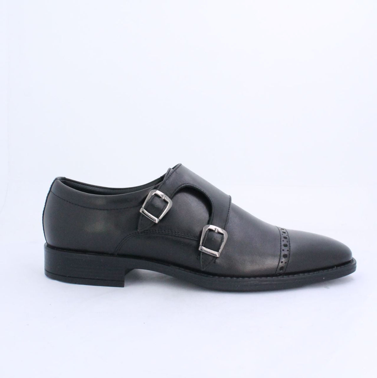 LIAM MENS LEATHER MONK FORMAL-BLACK