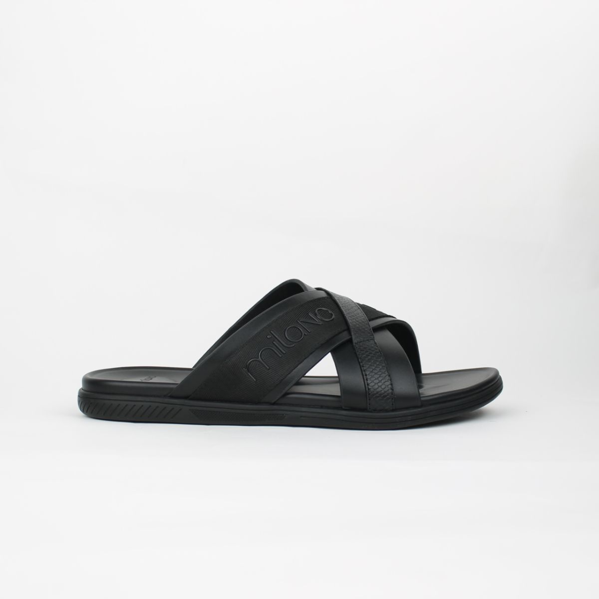 HALSTON MENS LEATHER SANDALS-BLACK