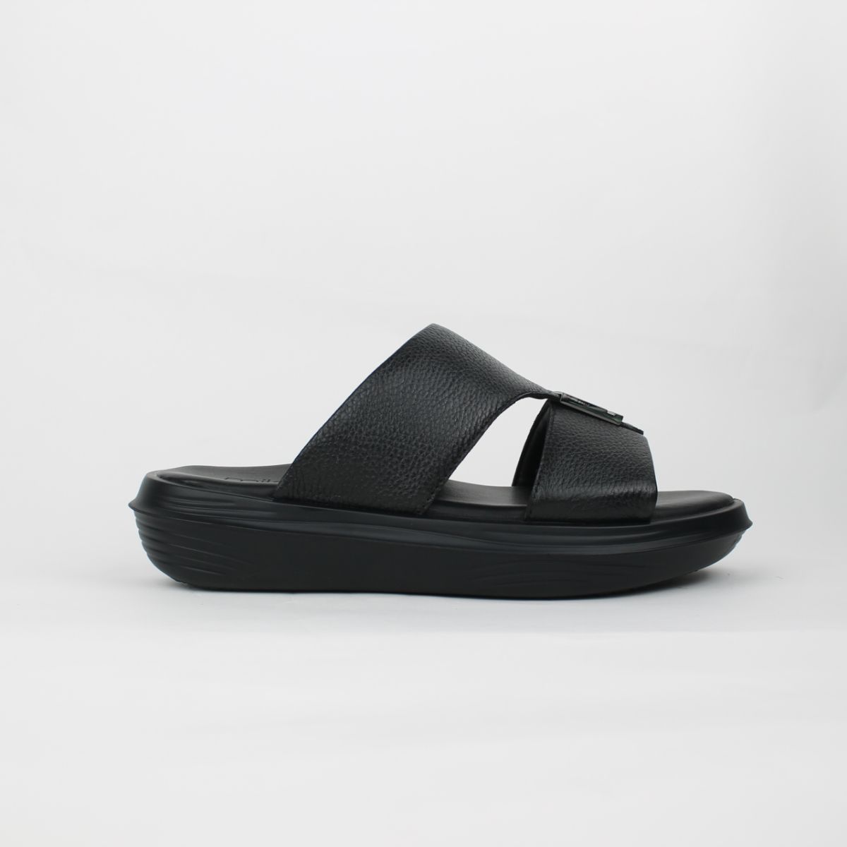 HAMISH MENS LEATHER SANDALS-BLACK