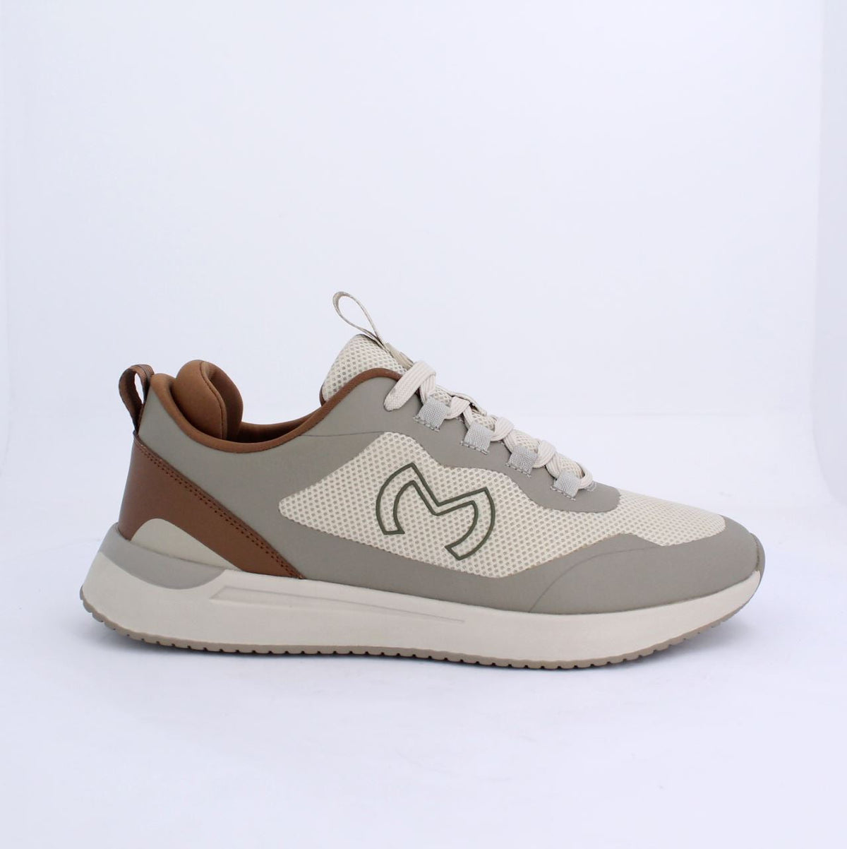 STUART MENS LACEUP TRAINERS-TAUPE