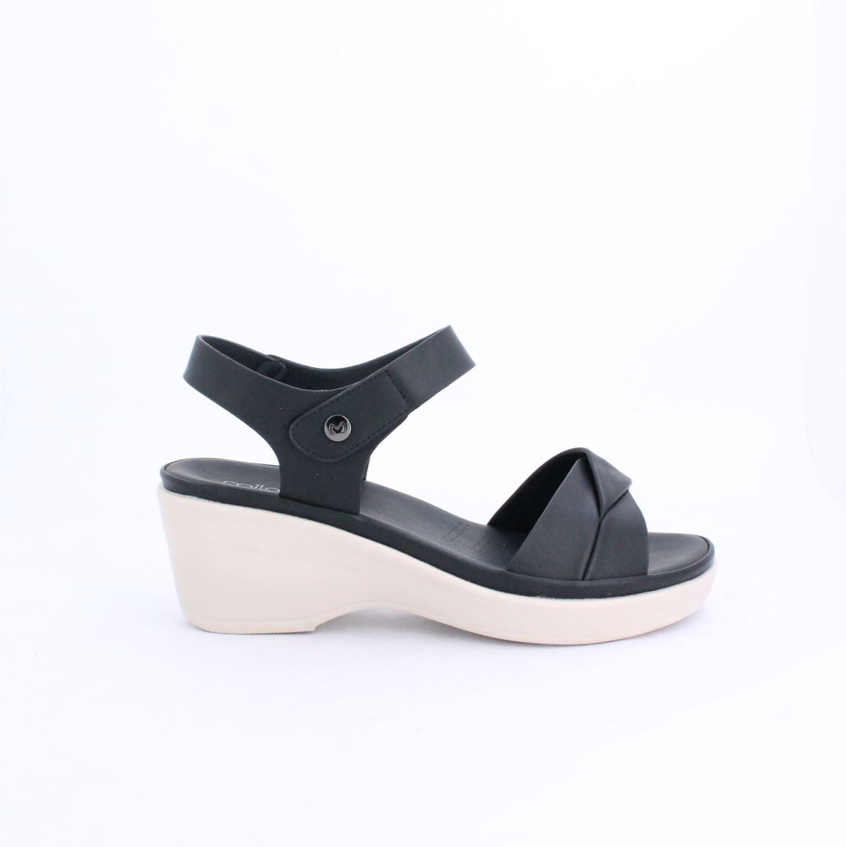 BETHSANDAL Ankle Strap Wedges-Black