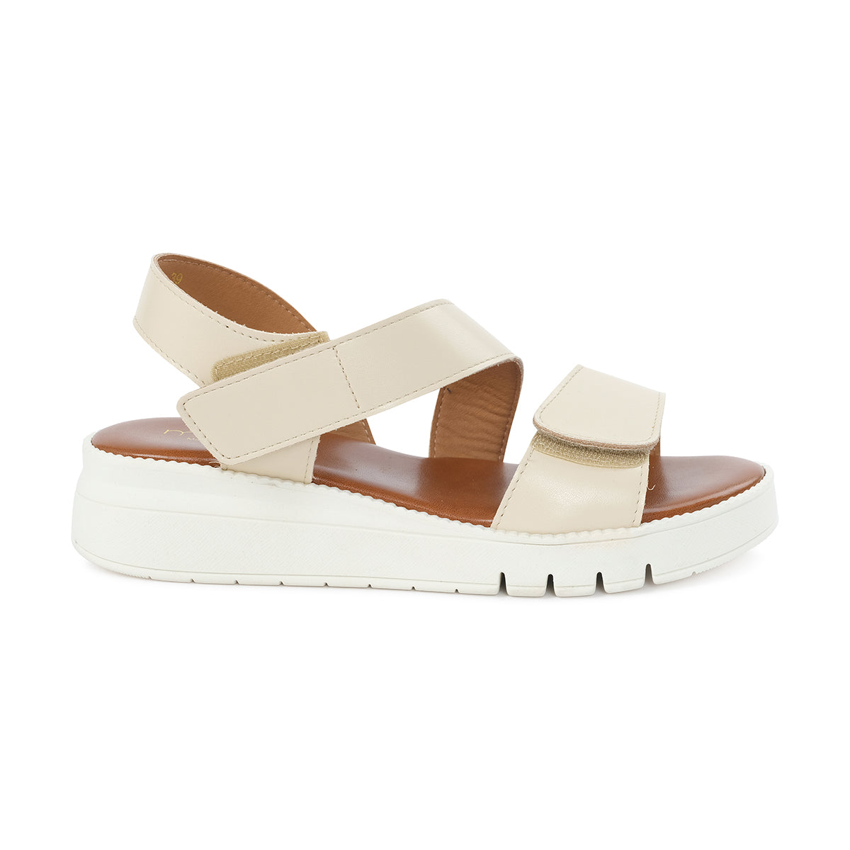 AZZURA Ankle Strap Wedge Sandal - BEIGE/NATURAL