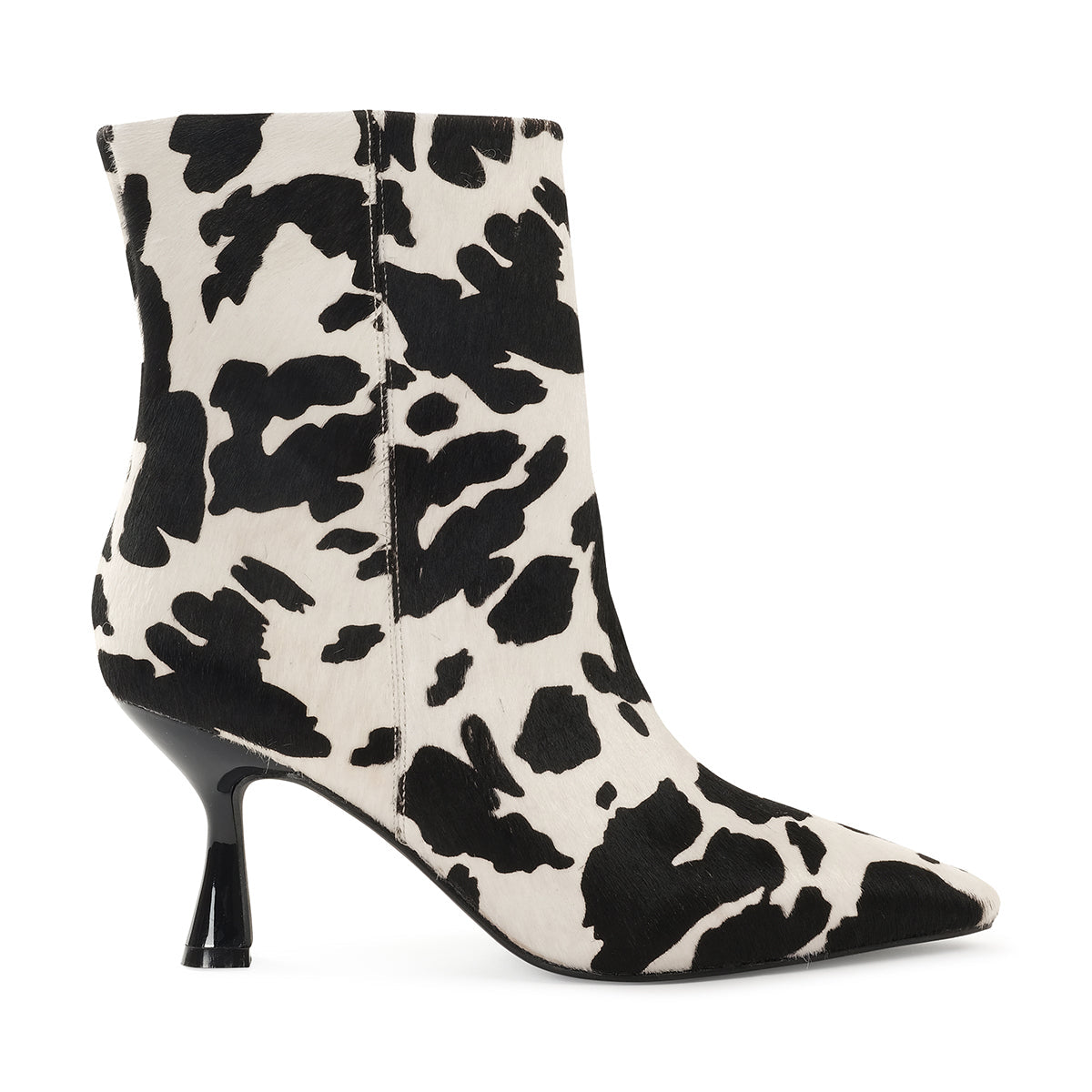 IVETTE LADIES LEATHER ANKLE BOOTSS - COW PRINT
