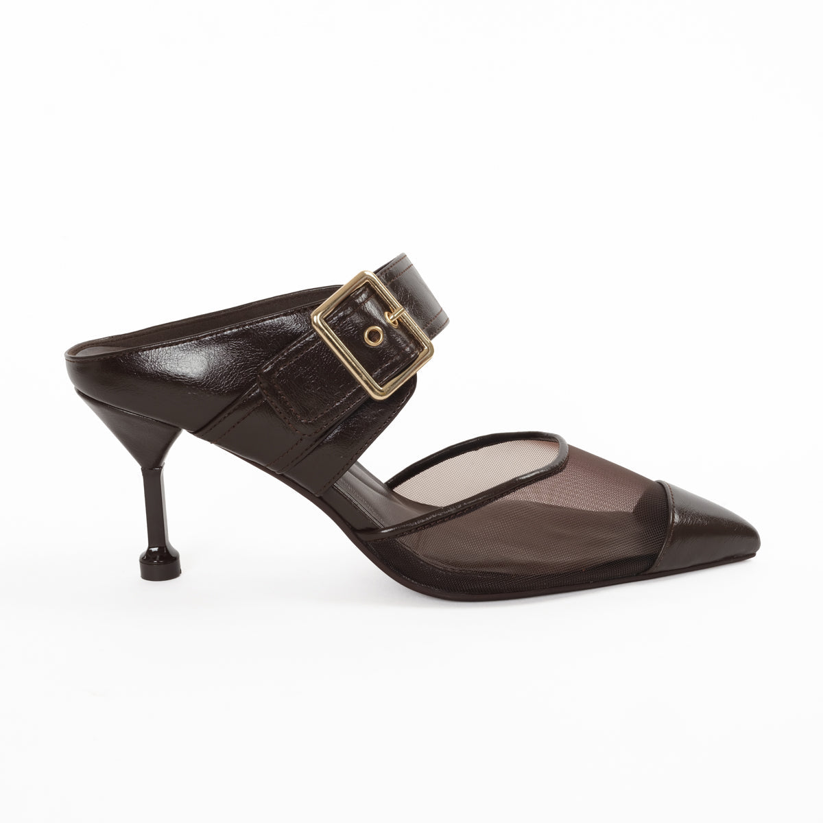 VALORIA Mule Stilleto Heel - DARK BROWN