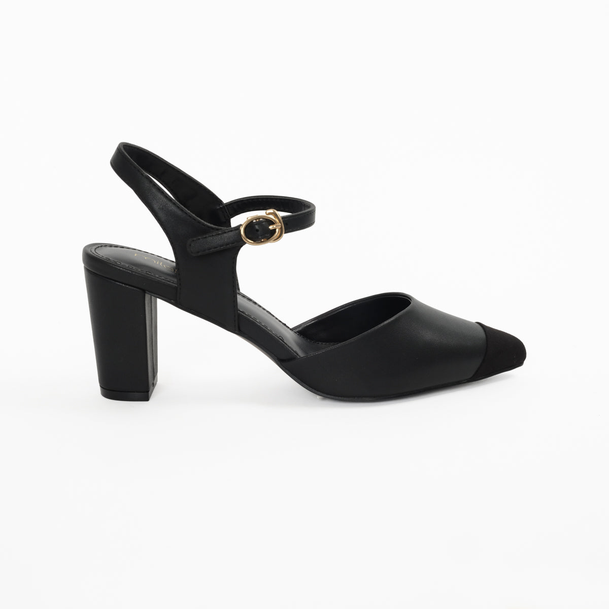 ROSETTE Ankle Strap Block Heel - BLACK