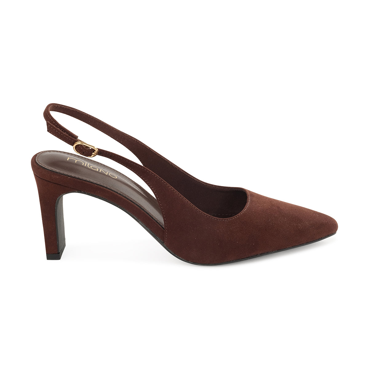ELOUISE LADIES SLINGBACK BLOCK HEEL - DARK BROWN