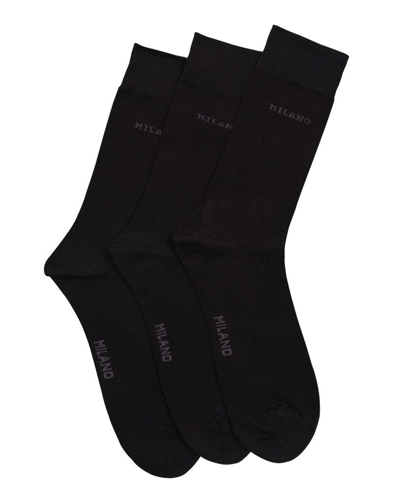 MID CALF 3PK BLACK SOCKS