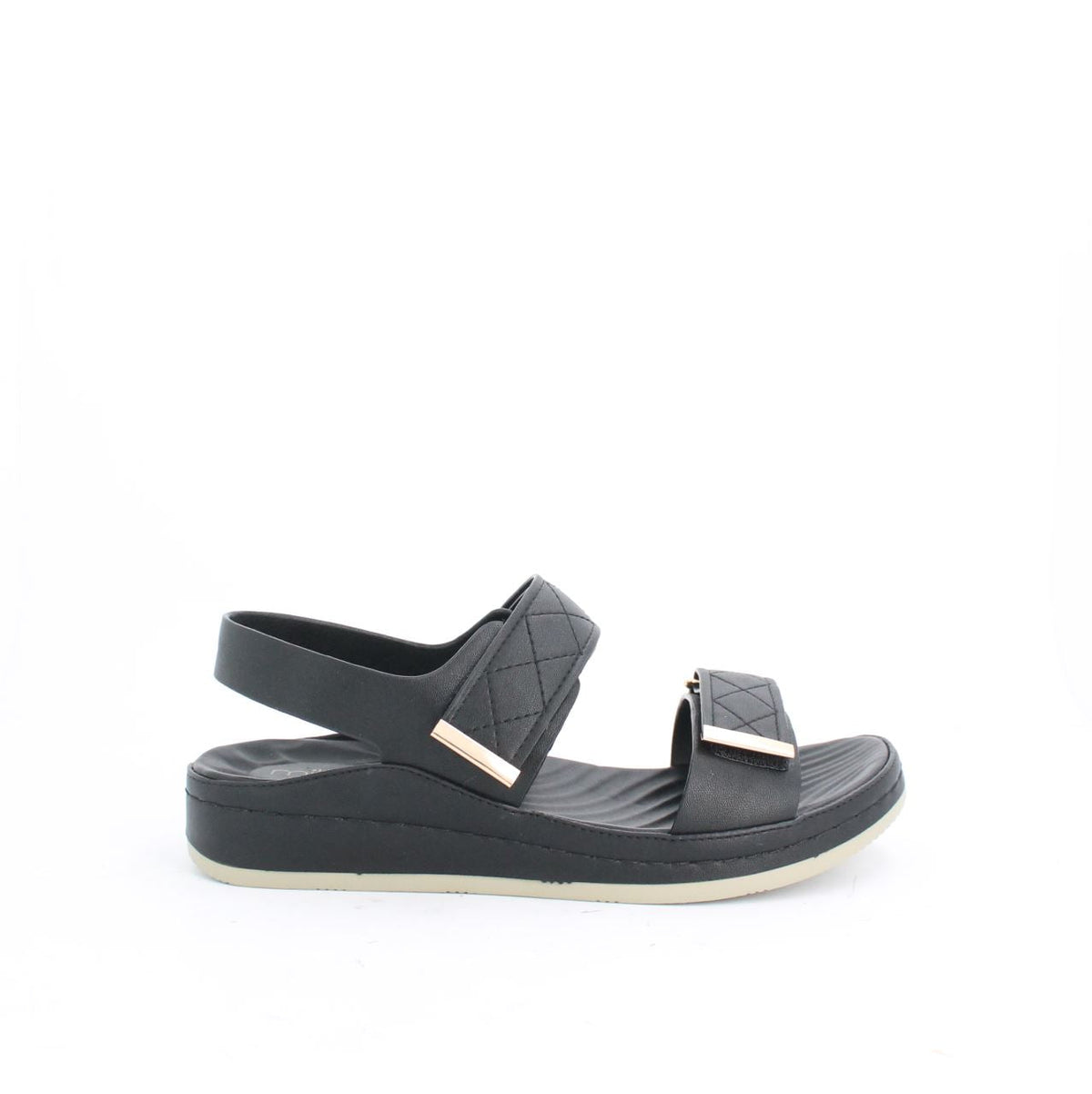 VECEE LOW WEDGE SLINGBACK SANDALS - BLACK